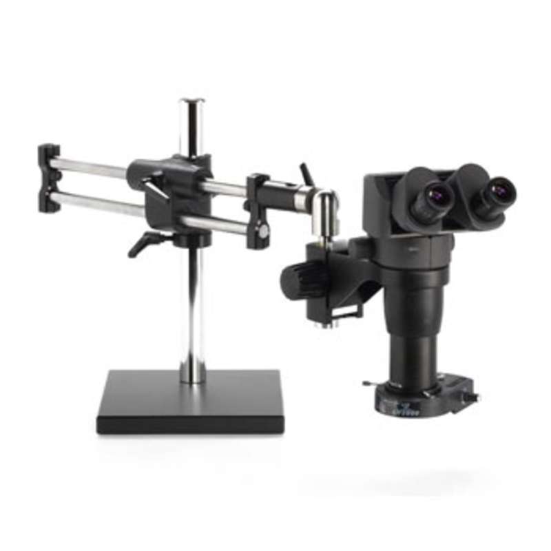 ESD-Safe Ergo-Zoom™ 8-80X Stereo Zoom Microscope with Dual Arm Base and Dimmable LED Ring Light