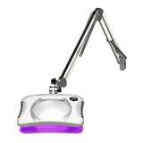 Green-Lite® 7 x 5.25" Rectangle LED Magnifier, Table Edge Clamp, 12 Ultraviolet LED Design, 2X, Medical White redirect to product page
