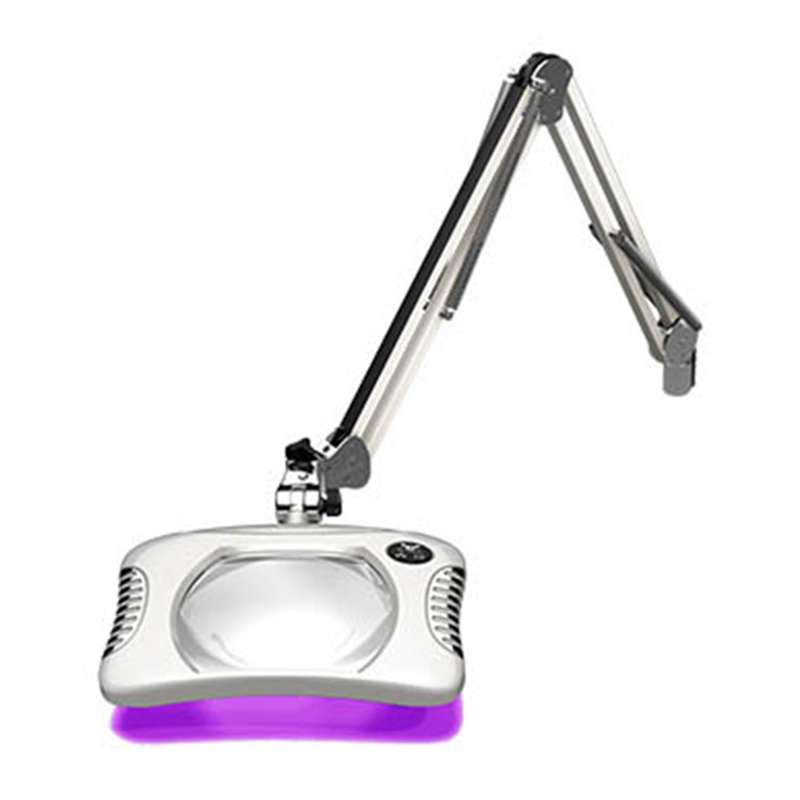 Green-Lite™ ESD-Safe 4-Diopter Combination UV / White Light LED Magnifier with 43" Reach and Clamp Base, Medical White