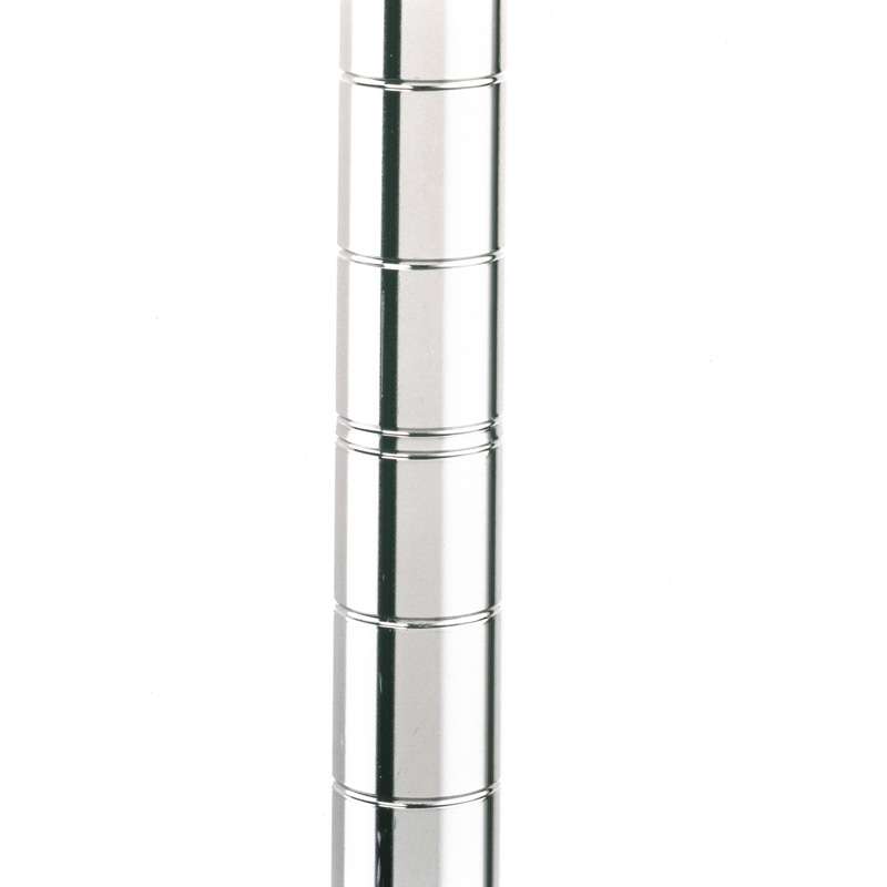 Chromate Finish Stationary Post with Cap and Leveling Bolt, 74"