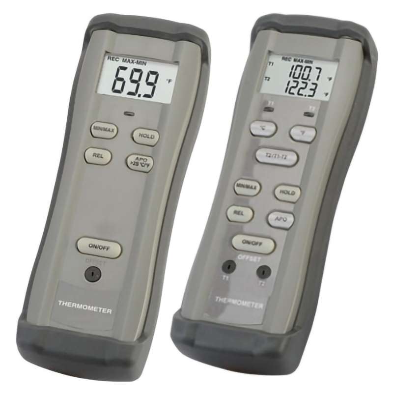 Handheld Thermometer, High Accuracy, K-type, 9 V, Miniature Connector, 2-CH, +/- (0.1 % rdg + 0.5 C), -200 C, 1372 C