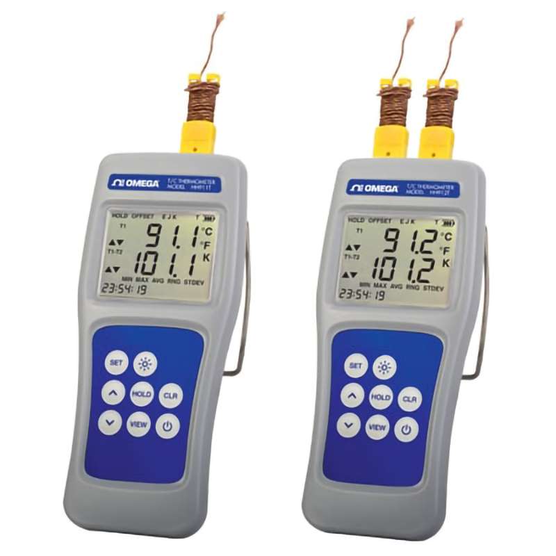 Digital Thermocouple Thermometer, Multi-Channel, K, J, T & E-type, 4.5 V (3 AA), Miniature Connector, 2-CH, +/- (0.04 % rdg + 0.3 C), -250 C, 1372 C