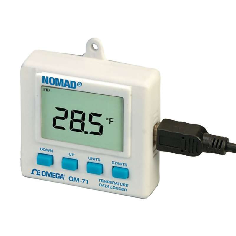 Temperature & Humidity Data Logger, Temperature/Humidity, 2 Measurements, Internal, 22K Max Samples, LCD Display, Battery, USB, 1 s, OM-70 Series