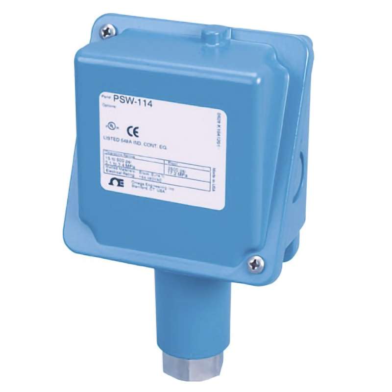 General Purpose Pressure Switch, Industrial, NEMA-4X Enclosure, Gauge Type, (1) 15 A SPDT, 1/4" NPT Female, 3 psi to 100 psi, 1 psi to 4 psi Deadband, Fixed, Standard, PSW-100 Series