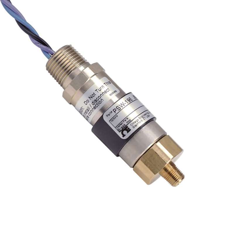 Economical Pressure Switch, OEM, Gauge Type, (1) 5 A SPDT, 1/8" NPT Male, 10 psi to 150 psi, 2 psi to 10 psi Deadband, Fixed, for Harsh Environment with 2 O/P, PSW-190 Series