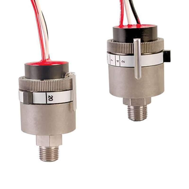 Miniature Pressure Switch with Relay/Alarm, OEM, Gauge Type, (1) 1 A SPST, 1/8" NPT Male, 3 psig to 100 psig, 1.5 psig to 3.5 psig Deadband, Fixed, Gold Plated Contact, PSW-500 Series