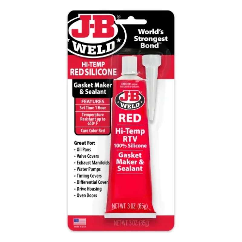 Hi-Temp Red Silicone Gasket Maker & Sealant, RTV, 3oz Tube