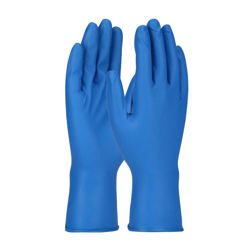 Grippaz™ Food Plus, Ambidextrous Nitrile Glove with Textured Fish Scale Grip, 8 Mil, 2X Large, Blue, 48 Gloves per Bag, 10 Bags per Case