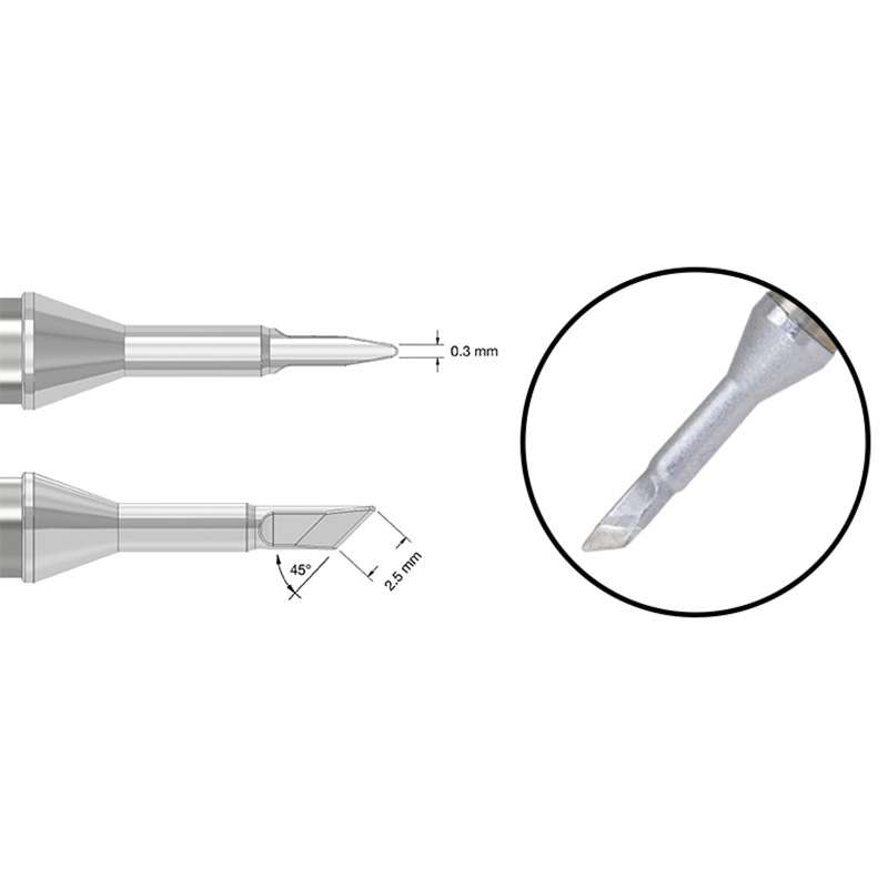 Solder Tip, MD-80, Knife Blade, 45°, 0.3mm W, 2.5mm