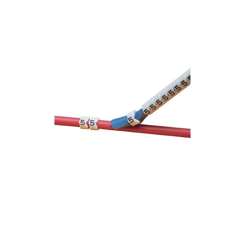 StrongHold Clip-On Wire Markers, Chevron Cut, Acetal, .19"x.3", White, 1Pkg/60