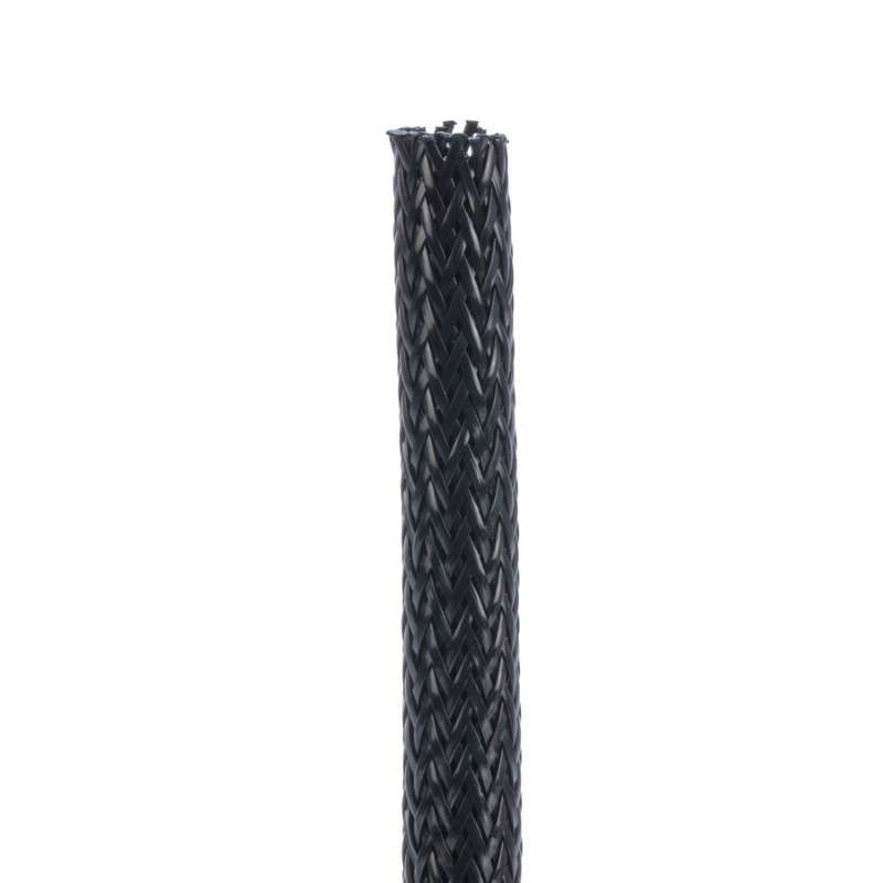 Braided Sleeving, FR Polyethylene Terephthalate, 1.25" ND x 75'L, Black