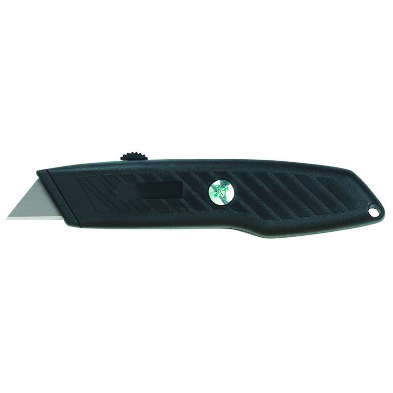Economy plastic utility knife, black, bulk