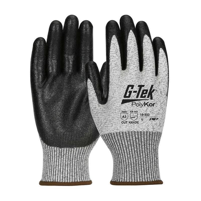Seamless Knit PolyKor Blended Glove with Nitrile Coated MicroSurface Grip on Palm & Fingers, XLarge