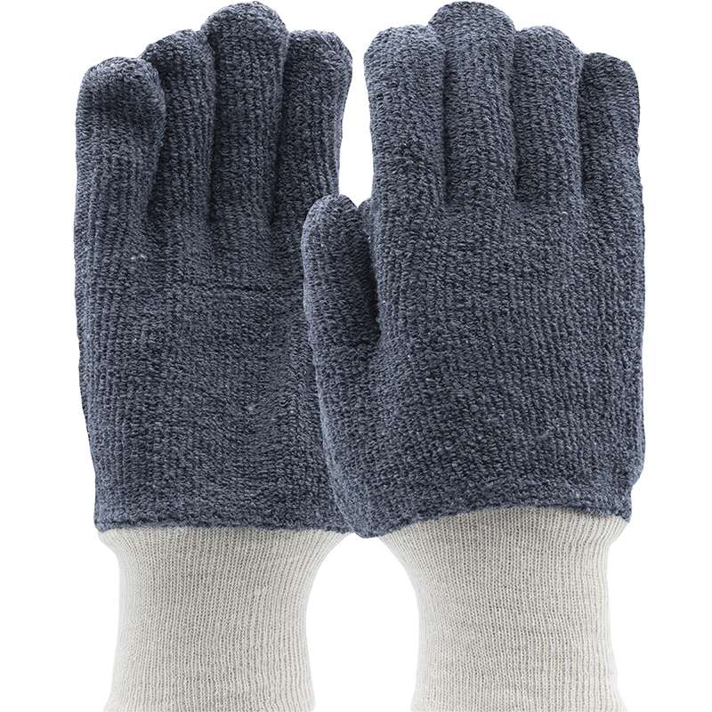 Boss® Heavy Weight Terry Cloth Heat Resistant Glove, Knit Wrist, Gray with White Wrists