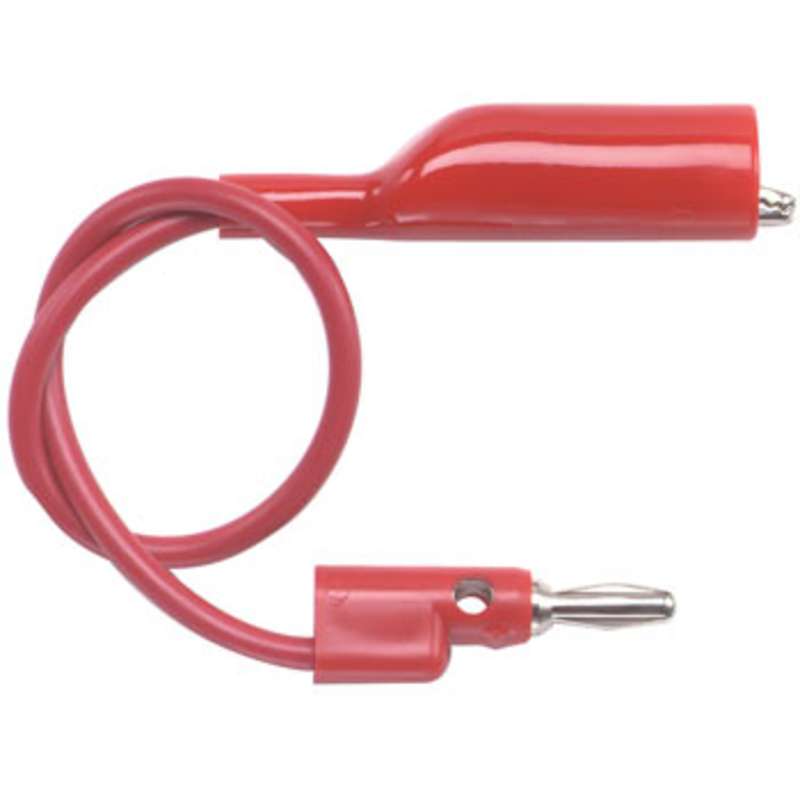 Multi-Stacking Banana Plug to Alligator Test Clip Patch Cord, 24", Red