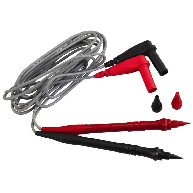 Retractable Tip Test Probe Set, 4' Test Leads, Black and Red, with Right-Angle Banana Plugs