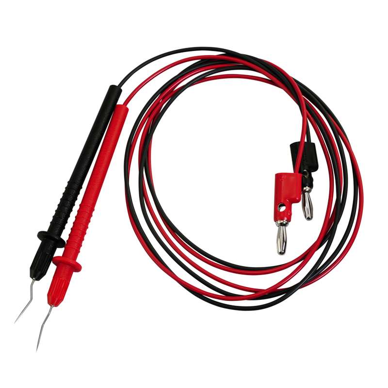 SMD Microtip Test Probe Set with Stacking Banana Plugs, Red and Black, 48" Lead