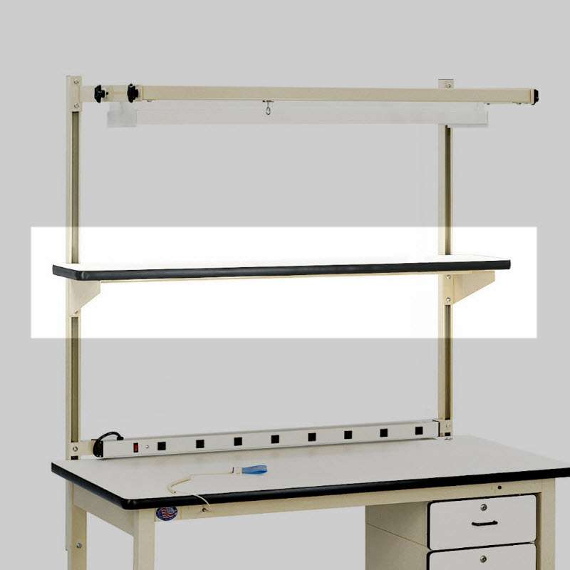 Cantilever Shelf with Plastic White Laminate Top, Black T-Mold Edge, Light Blue Frame, 12" x 72"