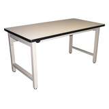 Basic Workstation HD Model with White Plastic Laminate and Black T-Mold Edge, Light Gray Frame, 60"L x 36"w x 30"H redirect to product page