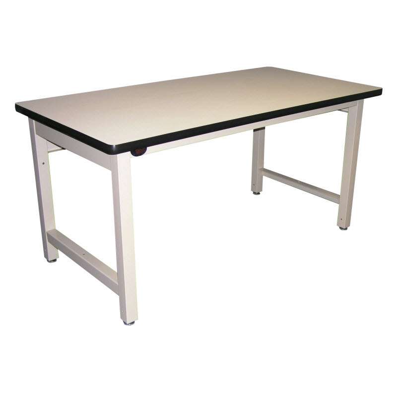 Basic Workstation HD Model with White Plastic Laminate and Black T-Mold Edge, Light Gray Frame, 60"L x 36"w x 30"H