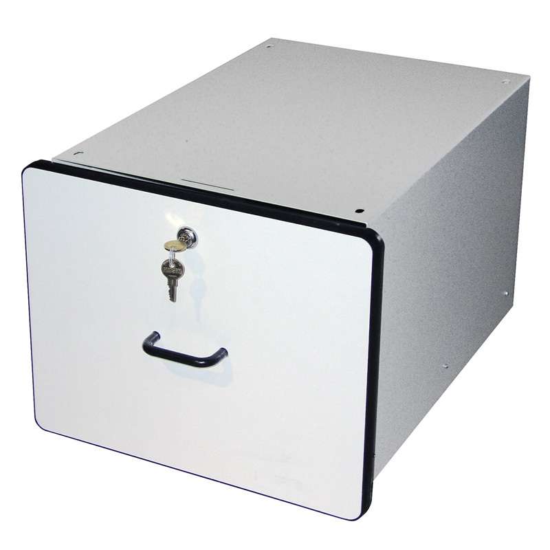 Modular Drawer System 12"x15"x19.25", White Plastic Laminate with Black T-Mold Edge