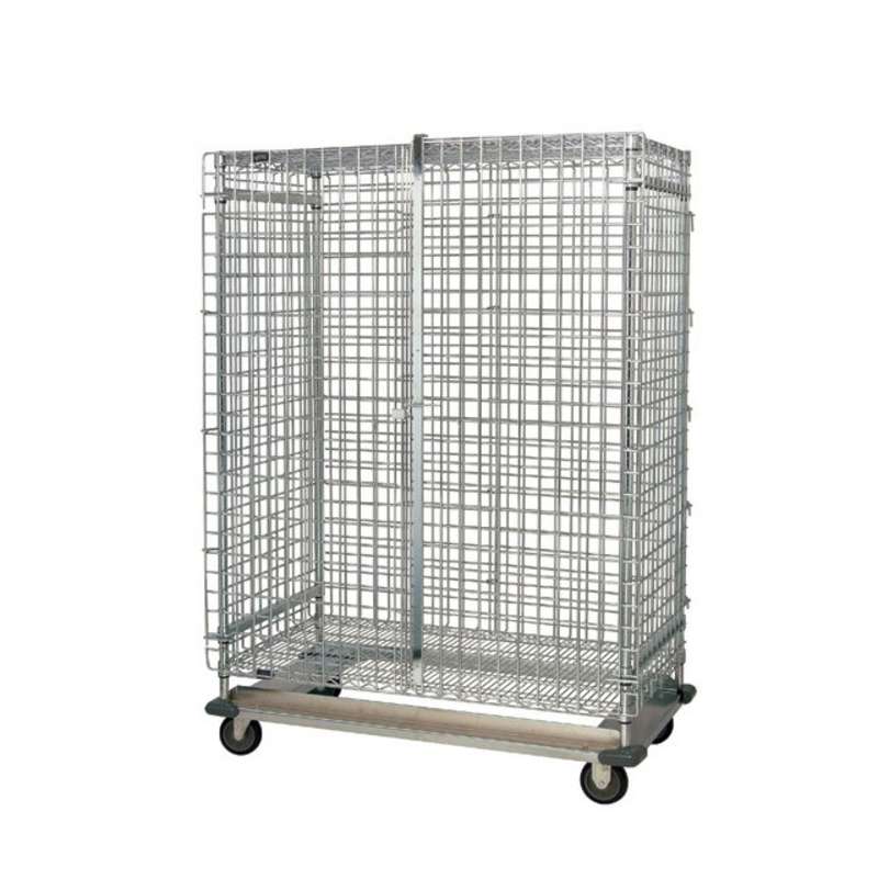 Wire Security Cart, with Dolly Base, 24"W x 60"L x 70"H