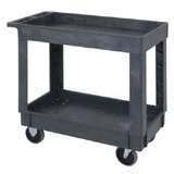 Polymer Utility Cart with Two Box-Top Shelves, 34-1/4 L x 17-1/2 W x 32-1/2in H, Grey, 2 Swivel Casters & 2 Rigid Casters redirect to product page