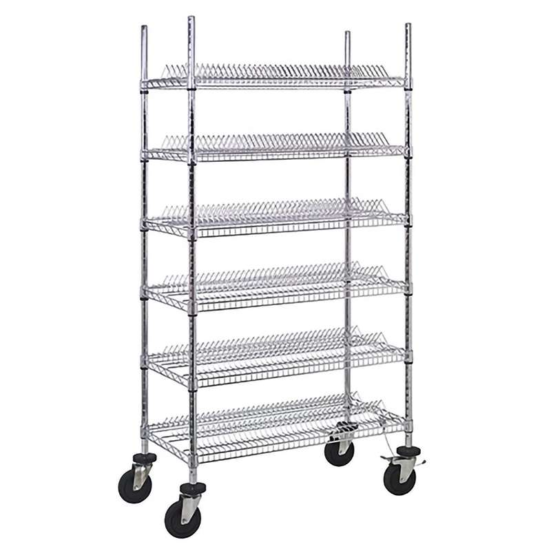 Wire Reel Shelving Cart, 18" x 36" x 69", Holds 468 Reels, 6 Shelves