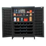 Enclosed Bin Cabinet, Heavy Duty, 60" Wide,14 Gauge Welded Construction, Gray Powder Coated Finish redirect to product page