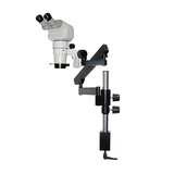 E-Series 0°-45° Tilting Binocular Head with a Pair of 10X Eyepieces, Articulating Arm Stand, and High Intensity LED Ring Light redirect to product page