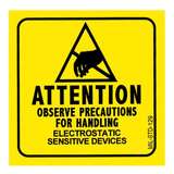 MIL-STD-129N Label with ESD Susceptibility Symbol, Black on Yellow, 2in x 2in, 500 per Roll redirect to product page