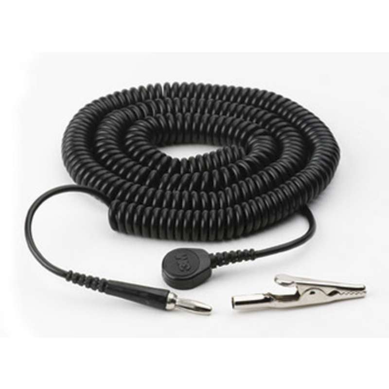 10' Coil Cord with Molded-In 1 meghom Resistor and 4mm Snap End