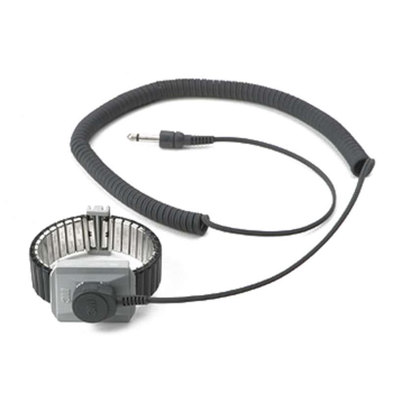 Dual Conductor Metal Wrist Strap with 5' Coil Cord, Small