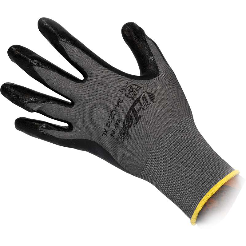 G-Tek® Economy Seamless Knit Nylon Glove with Nitrile Coated Foam Grip on Palm & Fingers, Grey, Large, 25 Dozen per Case