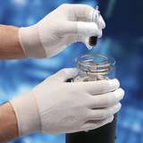 White Nylon Gloves, White Polyurethane Coated Fingertips, 1 Pair, Medium redirect to product page