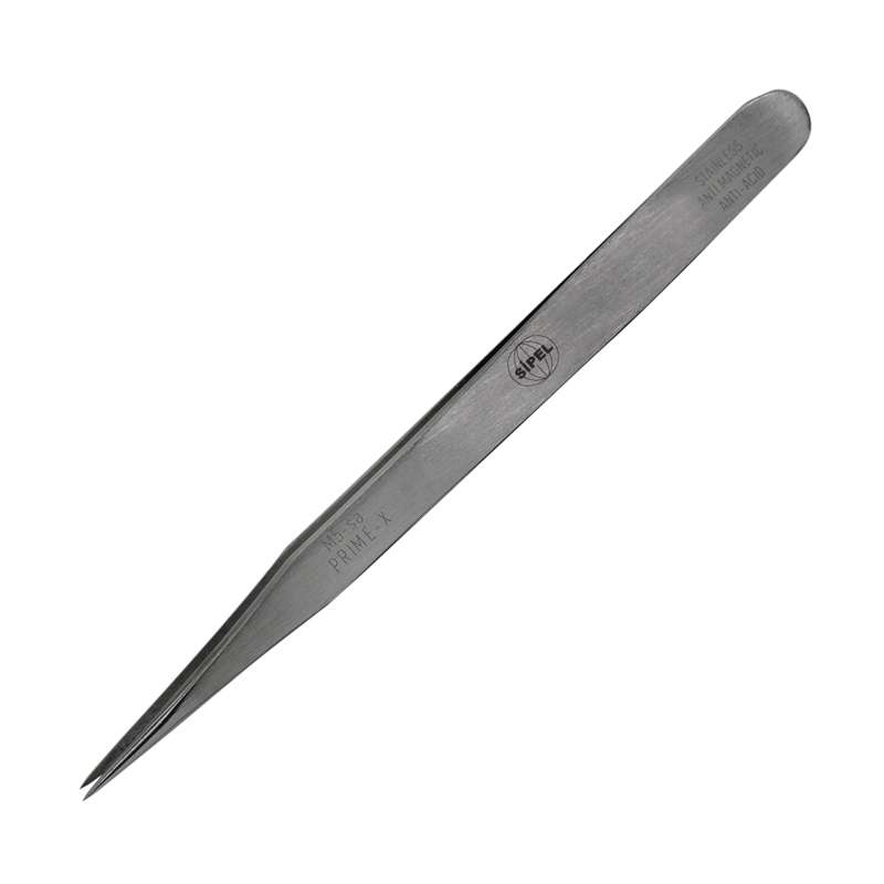 Prime-X Series Economy Stainless Steel Anti-Acid Anti-Magnetic Mini Tweezers with Extra Fine Tips, 0.0078 x 3-2/16" Long