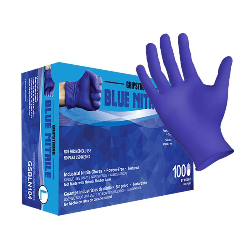 GripStrong Glove, Blue, Nitrile, Powder Free, Textured, ESD Certified, Medium, 100/Box