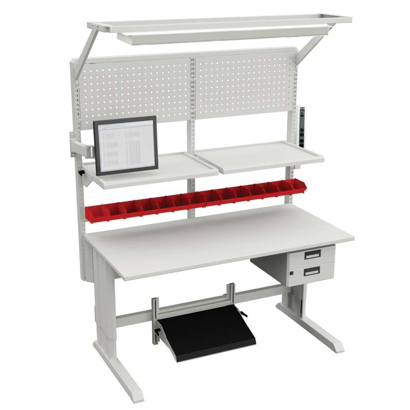 Concept™ Series Non-ESD Preconfigured Manual Workstation With 48" Dual LED Overhead Light 30"D x 60"W