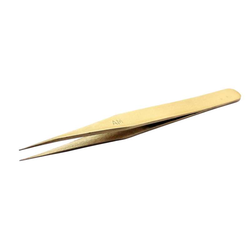Anti-Sparking Solid Brass Tweezers with .6mm Fine Point Tips, 4-1/2"