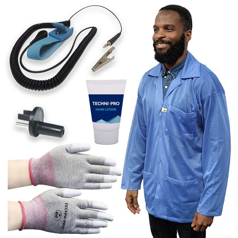 ESD Safe Personal Grounding Kit with Jacket, Blue, X-Large
