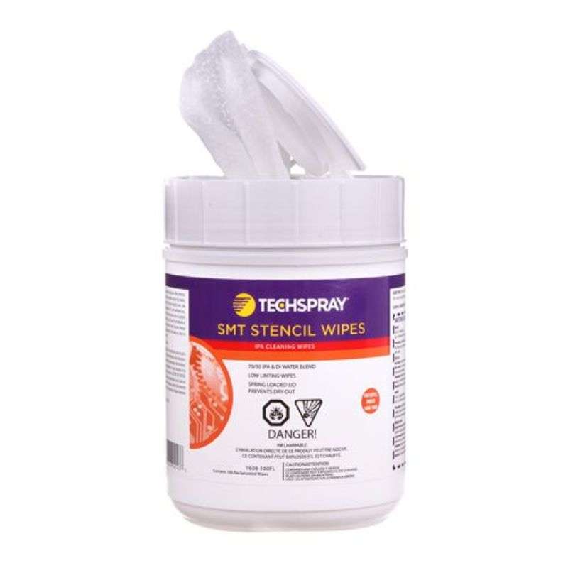 Pre-Saturated Stencil and Cleaning Wipes, 70% IPA & 30% DI Water, 100 per Flip-Top Tub