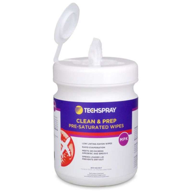 100% MPK Clean & Prep Aerospace Pre-saturated Wipe, 100 Wipes per Canister