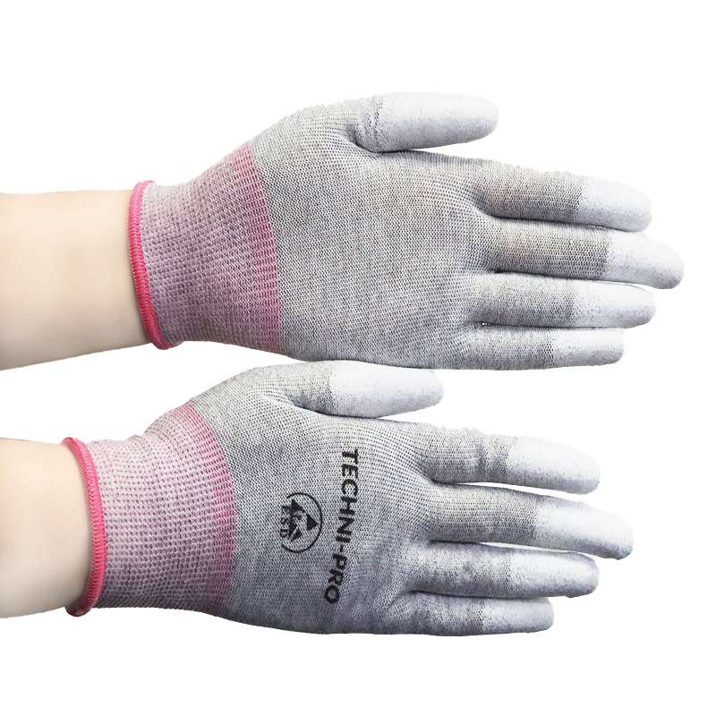 Gloves, Knit, ESD Safe, Tip Coated, Polyurethane, Small