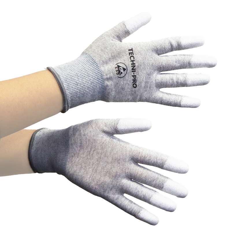 Gloves, Knit, ESD Safe, Tip Coated, Polyurethane, X-Large