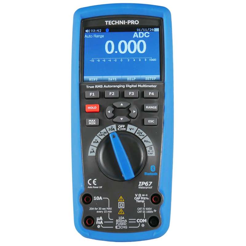 True RMS Industrial Digital Multimeter with Bluetooth, Datalogging and Trend Capture, CAT IV 600V, CAT III 1000V