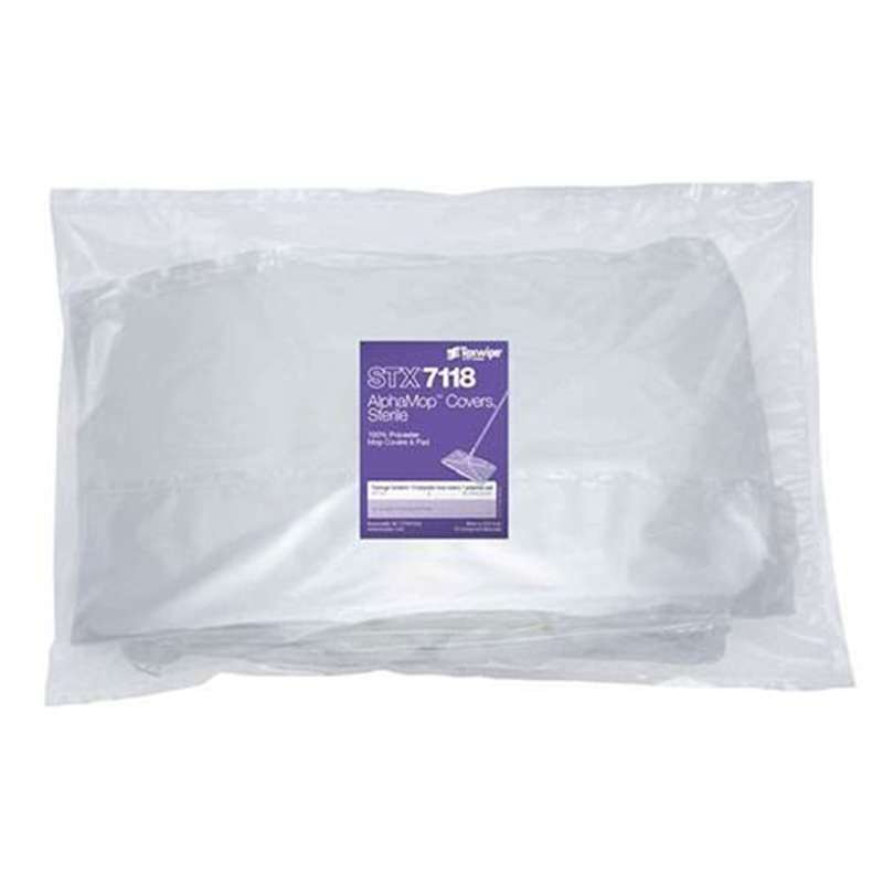 AlphaMop™ Polyester Mop Covers, Sterile, 10 Mop Covers and 1 Pad per Bag, 12 Bags per Case