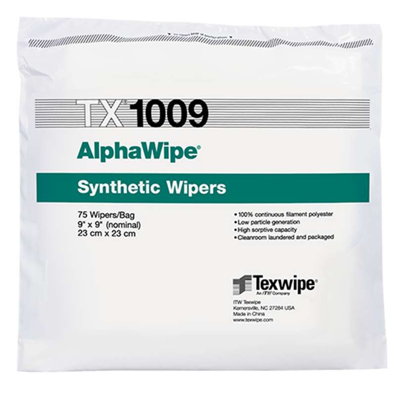AlphaWipe® Dry Cleanroom Wipers, Non-Sterile, 9" x 9", 150 per Bag, 10 Bags per Case