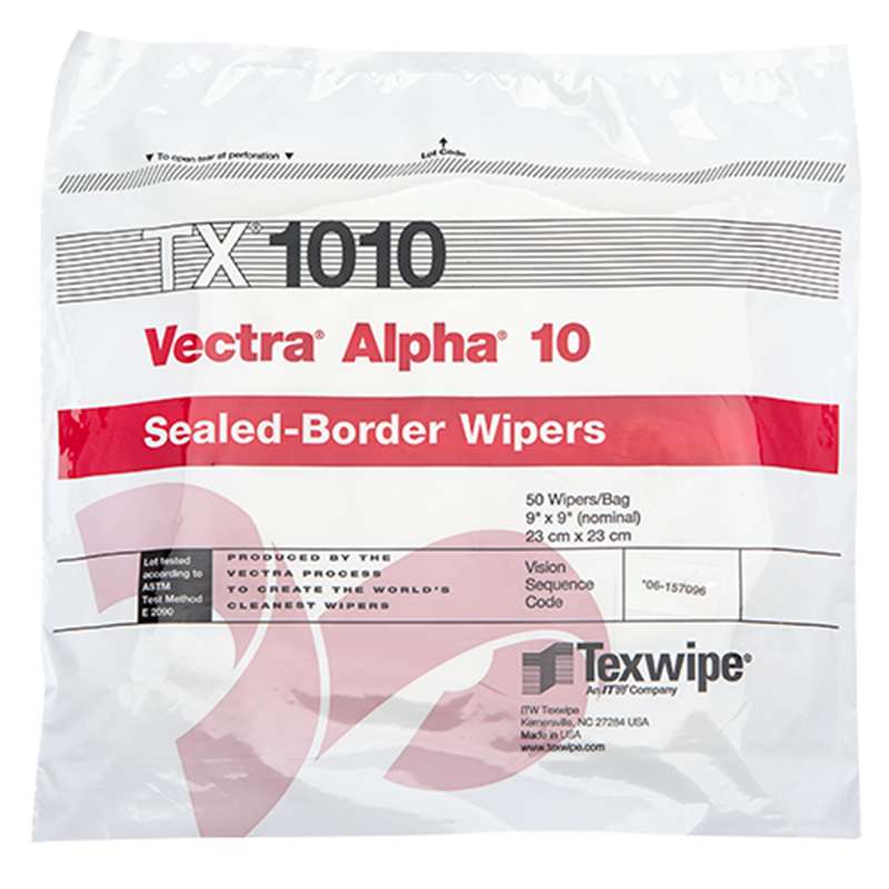 Vectra® Alpha® 10 Dry Cleanroom Wipers, Non-Sterile, 9 x 9", 100 per Bag, 10 Bags per Case