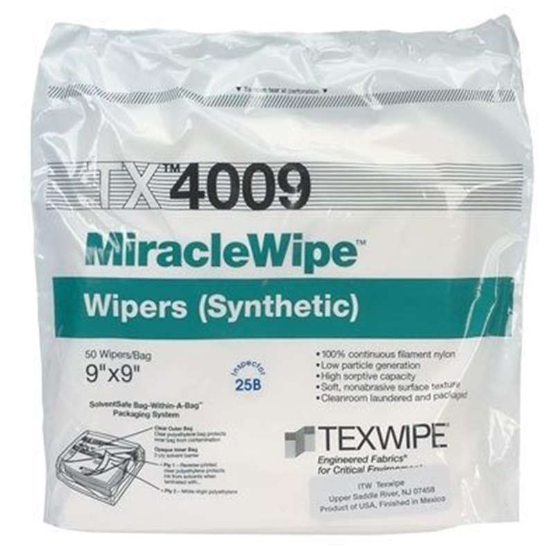 MiracleWipe® Dry Nylon Cleanroom Wipers, Non-Sterile, 9" x 9", 150 Wipes per Bag, 8 bags per Case