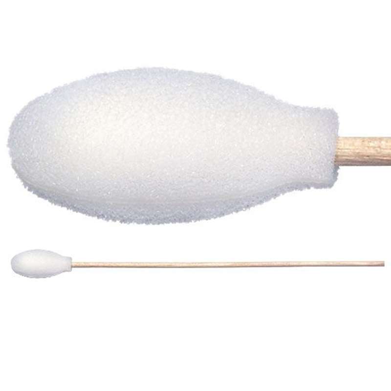 Foam Covered Cotton Cleanroom Swab with Wood Handle, Non-Sterile, 6.063" Long, 500 per Bag, 5 Bags per Case